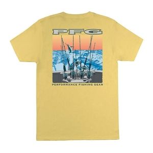 Columbia Mens T Shirt Fishing PFG Crew Neck Tee Short Sleeve Yellow Size M